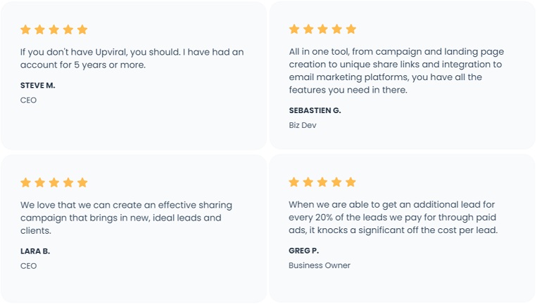 Upviral Testimonials