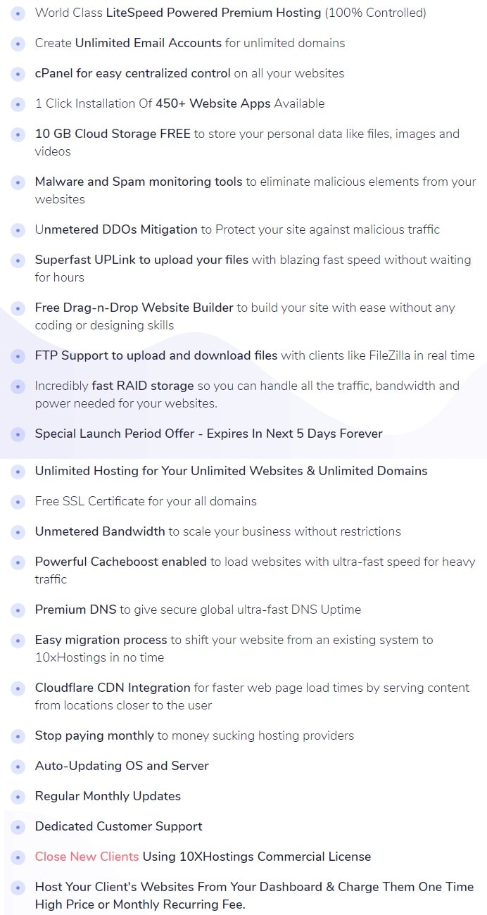10XHostings Features