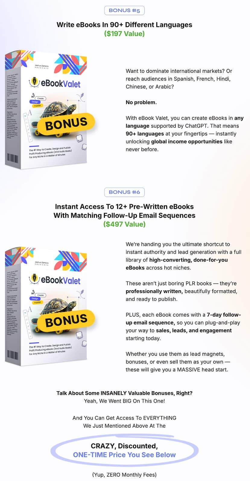 eBook Valet Bonuses
