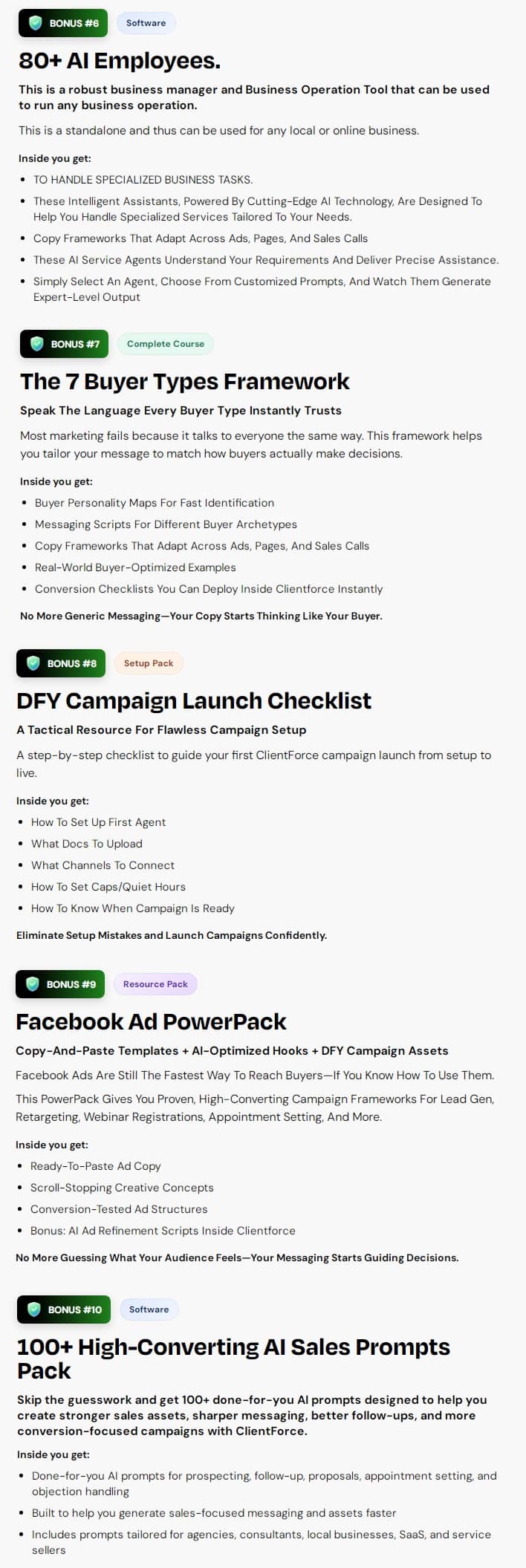 Clientforce AI Bonuses