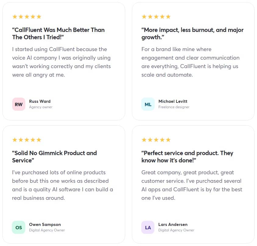 Callfluent AI 2.0 Testimonials