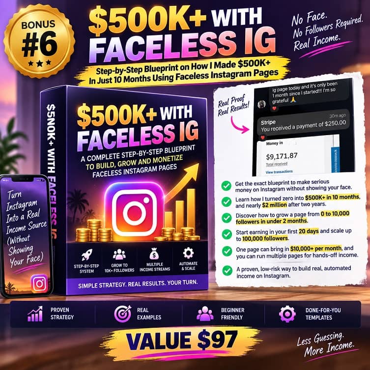 $500K+ With Faceless IG Commission Cycle Bonus 6